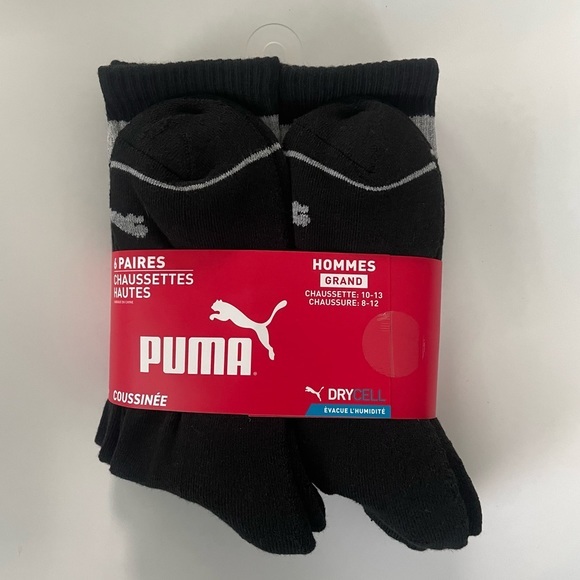 Puma men’s crew socks 6 pack size 8-12 black gray cushioned - Picture 2 of 2